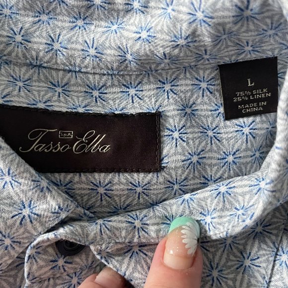 Tasso Elba Silk Linen Blend Men's Large Casual Button-Down Shirts Vacation - Picture 3 of 5